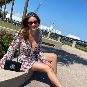 American Eagle Outfitters Floral Jumpsuit - Red and White